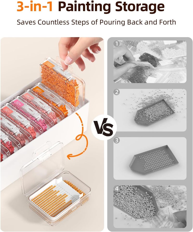Redtwo 24pcs Diamond Painting Storage Containers Trays with Double Layers, 3-in-1 Diamond Painting Trays with Lids, Diamond Art Accessories, Diamond Art Drills Storage & Line-Up - Image 4